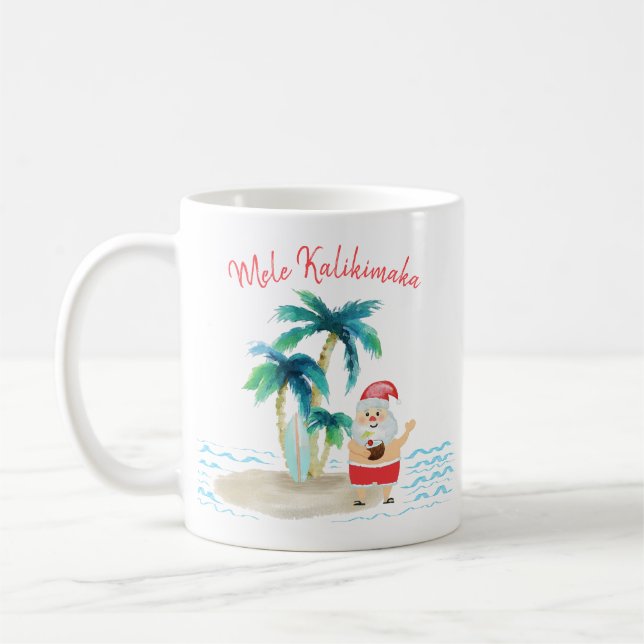 Tropical Surfing Santa Mele Kalikimaka Weihnachten Kaffeetasse (Links)