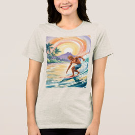 Tropical Surfing Sunset Oatmehl Tri-Blend-T - Shir Tri-Blend Shirt
