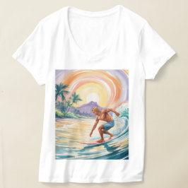 Tropical surfing Sunset White V-Neck T - Shirt