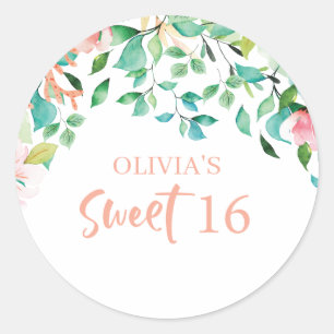 Tropical Sweet 16 Aloha Luau Geburtstag Runder Aufkleber
