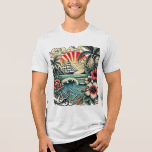 Tropical Tattoo Art Beach Paradise T - Shirt