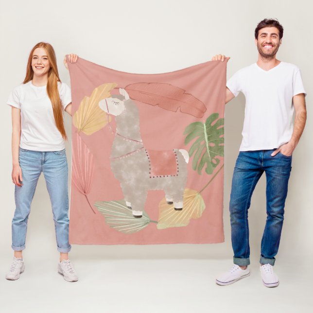 Tropical Terracotta Llama Fleecedecke (Beispiel)