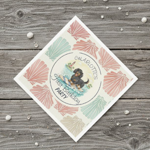 Tropical the Big One Surf Dackel Geburtstag Serviette