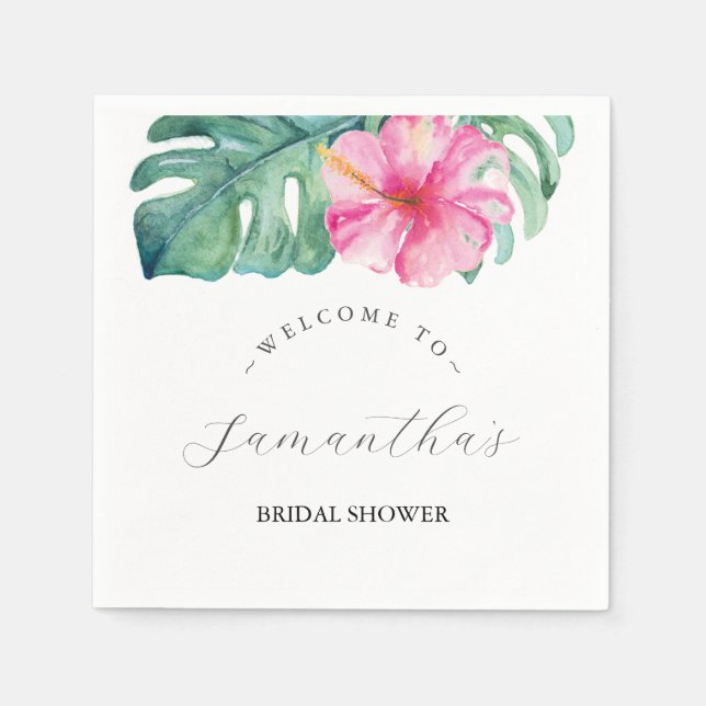 Tropical Theme Brautparty Hibiskus Blume Serviette (Vorderseite)