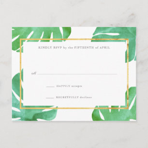 Tropical Themed Gold Reply Cards Postkarte
