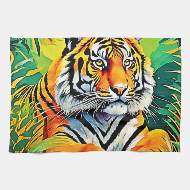 Tropical Tiger Art Geschirrtuch (Horizontal)