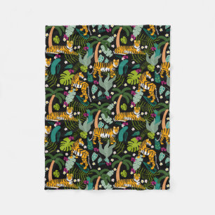 Tropical Tiger Black Botanle Safari Cats Fleecedecke