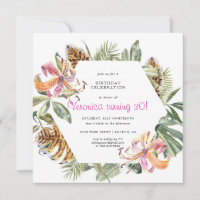 Tropical Tiger Floral Geburtstagsparty Einladung