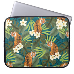Tropical Tiger Hawaiian Palm Jungle Aquamarin Wets Laptopschutzhülle