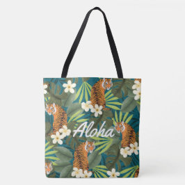 Tropical Tiger Hawaiian Palm Jungle Beach Bag