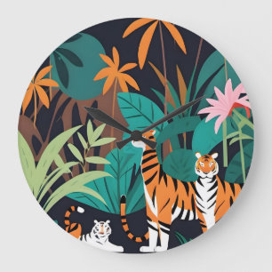 Tropical Tiger Trio Große Wanduhr