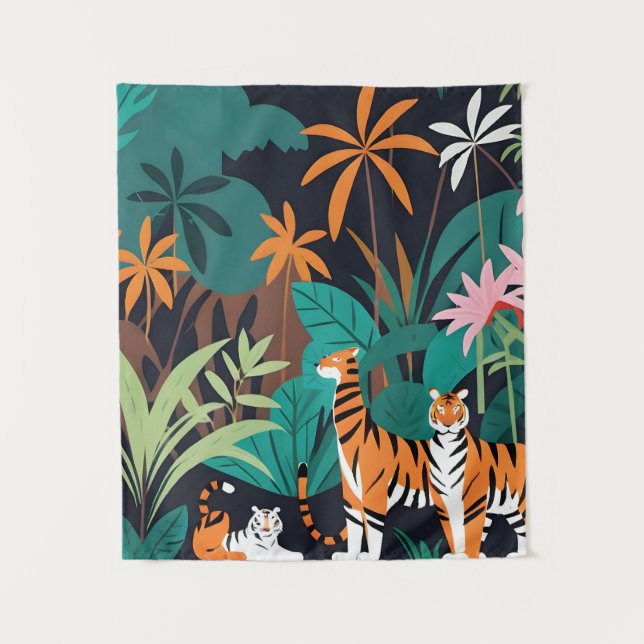 Tropical Tiger Trio Wandteppich (Vorderseite)