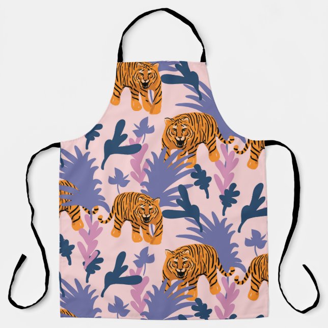 Tropical Tigers Jungle Vintag Pattern Schürze (Vorderseite)