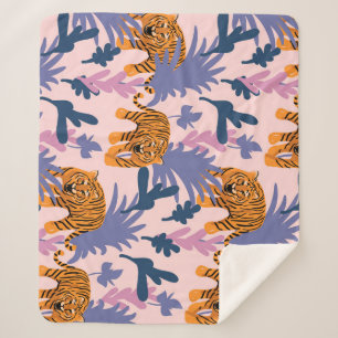 Tropical Tigers Jungle Vintag Pattern Sherpadecke