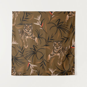 Tropical Tigers Paradise Blume Muster Wandteppich
