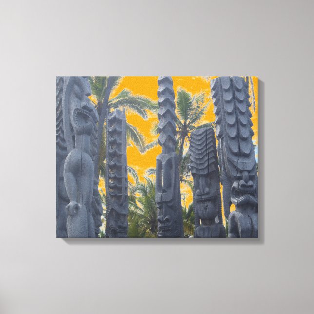 Tropical tiki men statue Leinwand wickeln (Vorderseite)