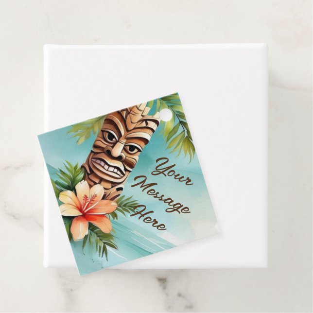 Tropical Tiki Party Geschenkanhänger (Beispiel)
