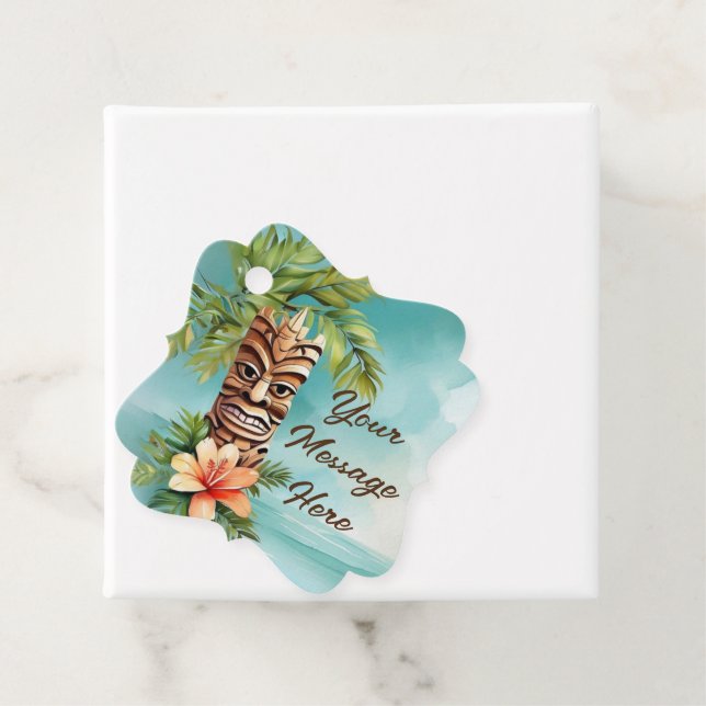 Tropical Tiki Party Geschenkanhänger (Beispiel)