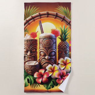 Tropical Tiki Sunset Strandtuch