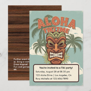 Tropical Tiki Time Hawaiian Luau Party Einladung