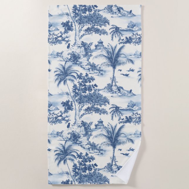 Tropical Toile De Jouy Strandtuch (Vorderseite)