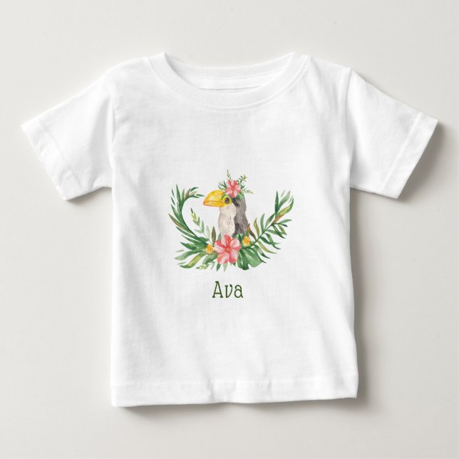 Tropical Toucan Bird Floral Baby Dusche Baby T-shirt (Vorderseite)