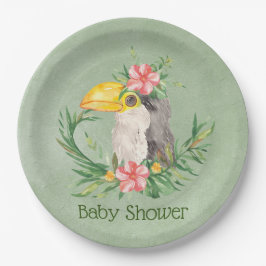 Tropical Toucan Bird Floral Baby Dusche Pappteller