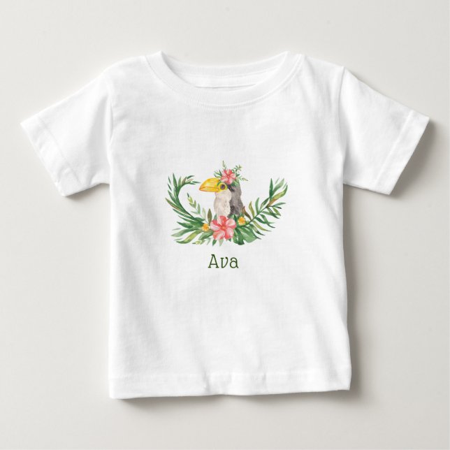 Tropical Toucan Bird Floral Baby Dusche T-shirt (Vorderseite)