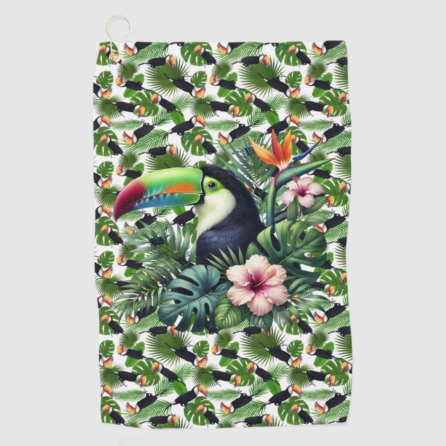 Tropical Toucan Birds. Golfhandtuch (Vorderseite)