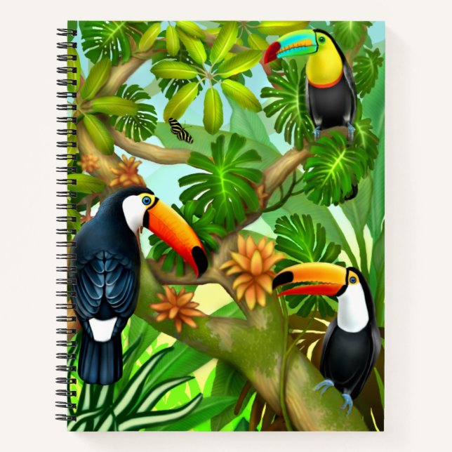 Tropical Toucan Birds Spiral Notebook Notizbuch (Vorderseite)