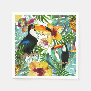Tropical Toucan Paradise Palm Ananas Moderne Serviette