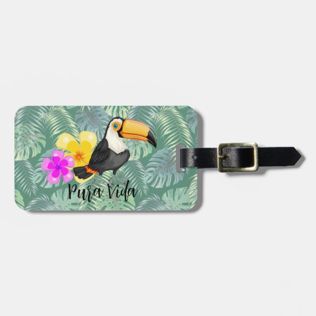 Tropical Toucan Pura Vida Design Gepäckanhänger (Vorderseite horizontal)