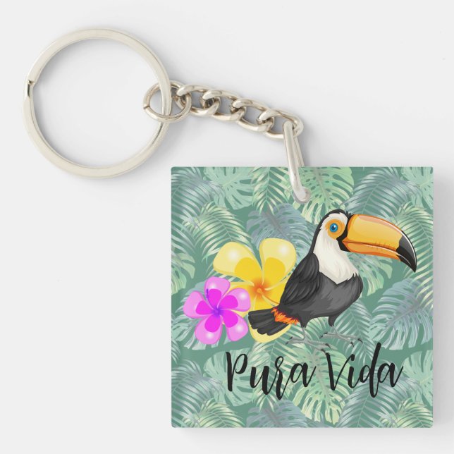 Tropical Toucan Pura Vida Design Schlüsselanhänger (Vorderseite)