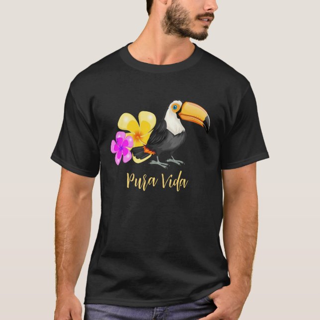 Tropical Toucan Pura Vida Design T-Shirt (Vorderseite)