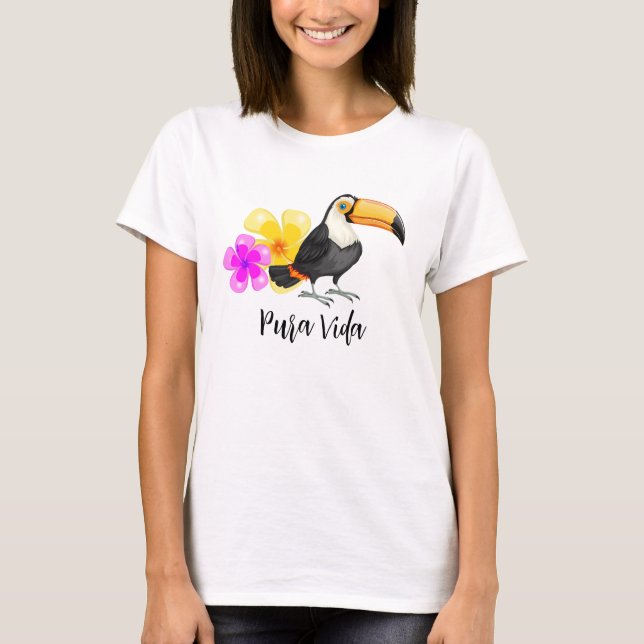 Tropical Toucan Pura Vida Design T-Shirt (Vorderseite)
