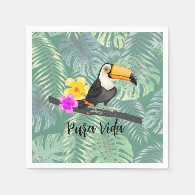 Tropical Toucan Pura Vida Papier Napkins Serviette (Vorderseite)