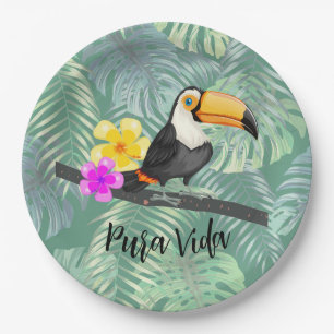 Tropical Toucan Pura Vida Papierplatte Pappteller