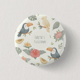 Tropical Toucan Safari Personalisierter Namens-Geb Button