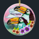 Tropical Toucans  Keramik Ornament<br><div class="desc">Tropical Toucans ornament by ArtMuvz Illustration. Matching toucans apparel and beach gifts. To personalize  add your name or add text instead. Customize this  Toucan ornament to make it uniquely yours or to give as a personalized gift</div>