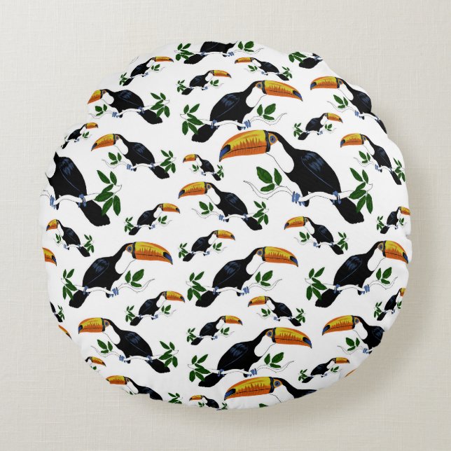 Tropical Toucans - Playful Jungle Rundes Kissen (Vorderseite)