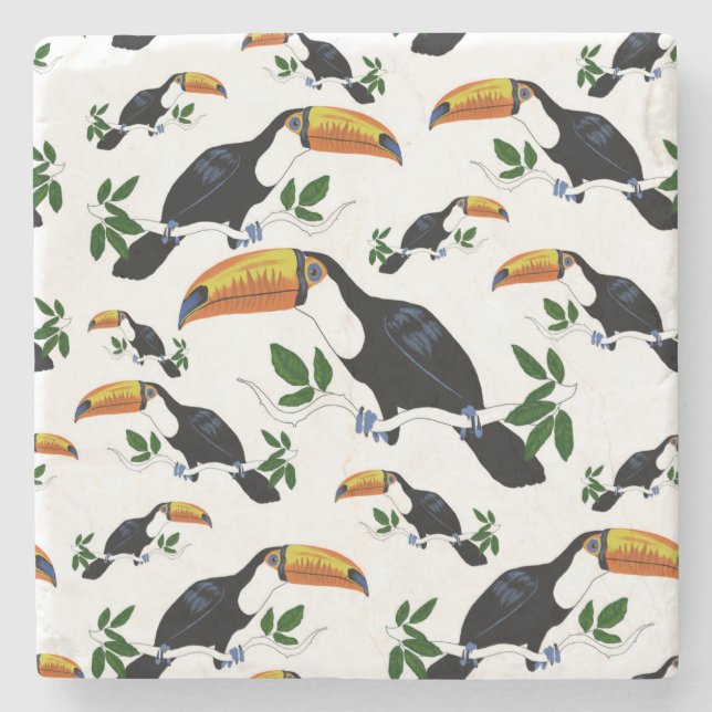 Tropical Toucans - Playful Jungle Steinuntersetzer (Vorderseite)