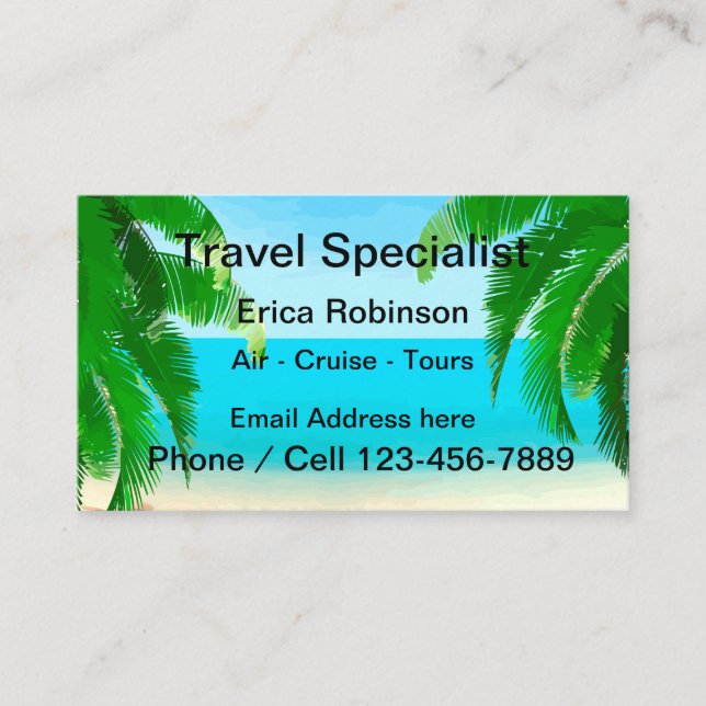 Tropical Travel Specialist Beach Theme Visitenkarte (Vorderseite)