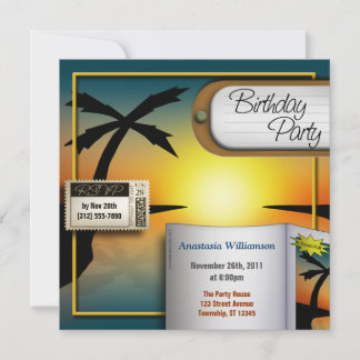 Tropical Travel Sunset Geburtstagsparty Einladunge Einladung