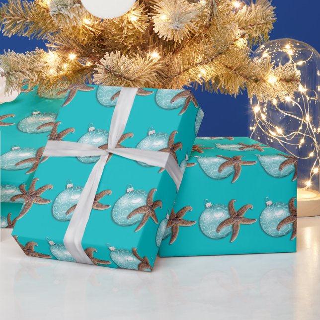 Tropical Turquoise Starfish Weihnachtsgeschenk Wra Geschenkpapier (Feiertage)