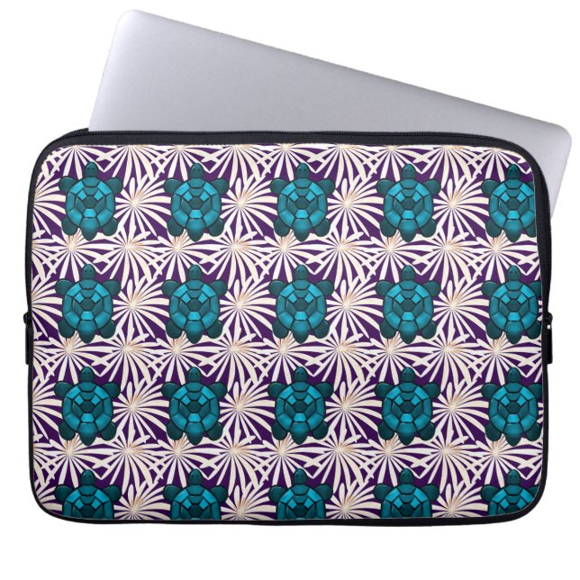 Tropical Turtle Floral Pattern Seamless Sea Turtle Laptopschutzhülle (Vorderseite)