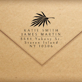 Tropical Two Surnames Modern Couple Rücksendeadres Gummistempel