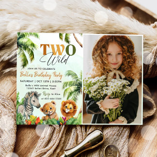 Tropical Two Wild Jungle Safari Tiere Geburtstag Einladung