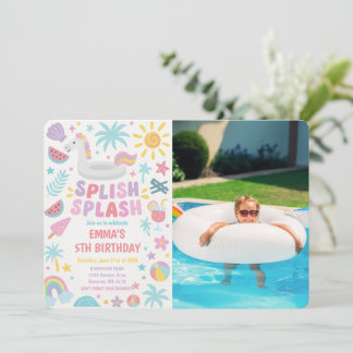Tropical Unicorn Splash Birthday Foto Einladung