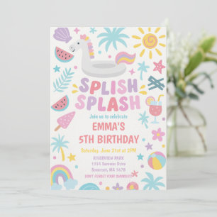 Tropical Unicorn Splish Splash Geburtstagsparty Einladung
