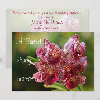 Tropical Vanda Orchid Cluster Birthday Einladung